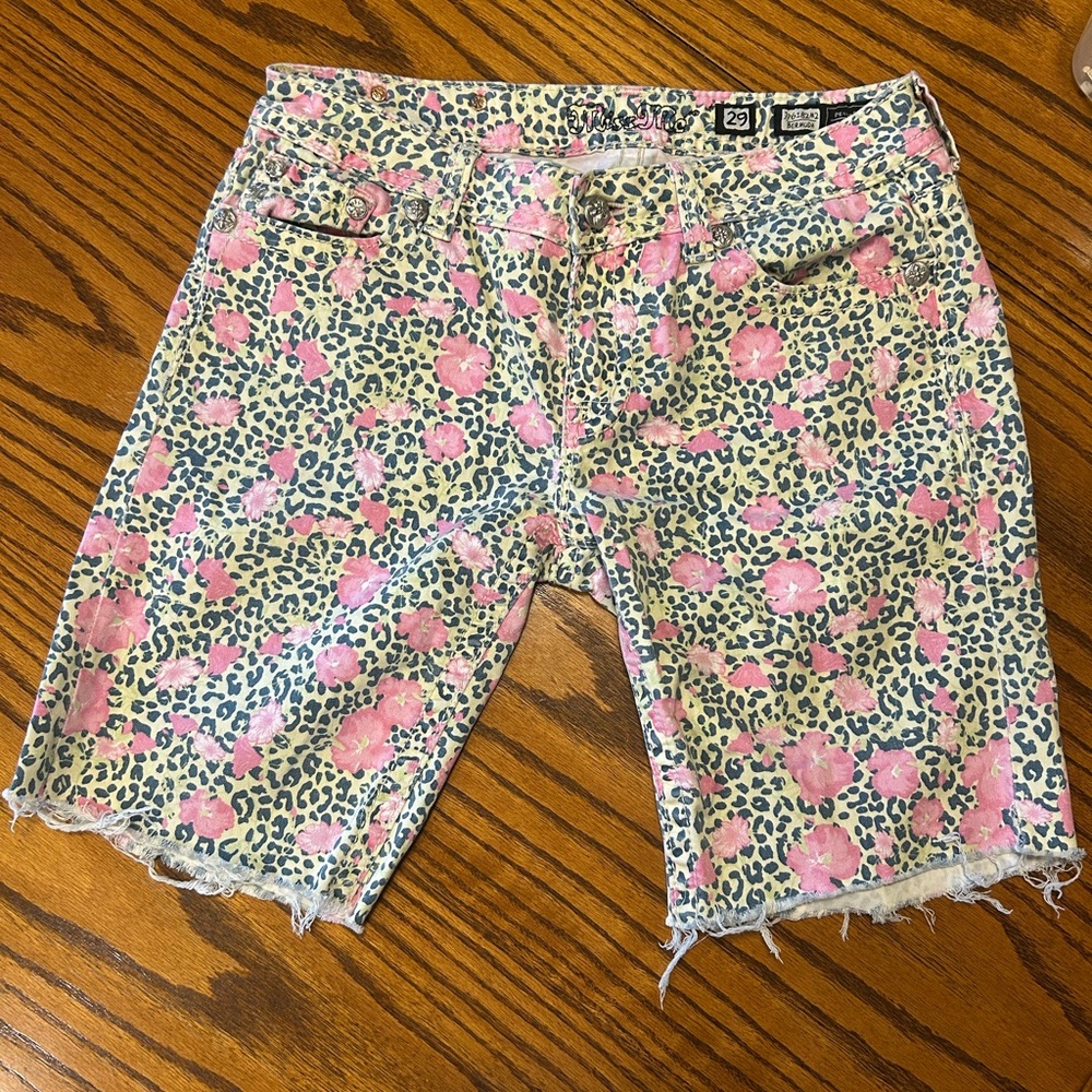 Miss Me Pink and Black Jean Shorts Casual Style